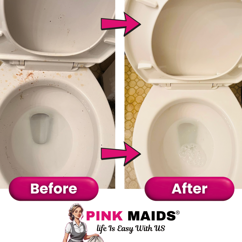 Before & After Toilet Cleaning Pink Maids