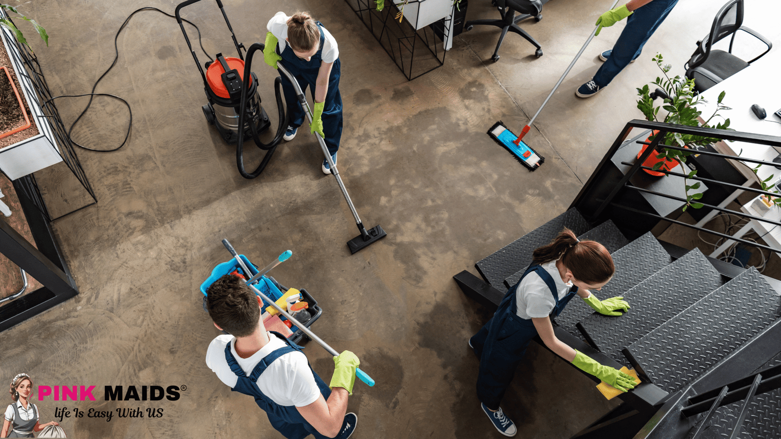 Team from Pink Maids providing the Best Maid Services in Vancouver BC, shown cleaning an House with professional equipment and supplies.