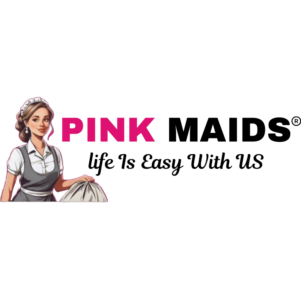 Pink Maids logo featuring a maid illustration, representing professional cleaning and the Best Maid Services in Vancouver BC.
